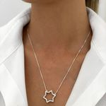 GARGANTILHA VENEZIANA ESTRELA ZIRCÔNIA CRISTAL PRATA 925