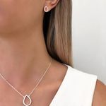 CONJUNTO GARGANTILHA BRINCO GOTA ZIRCÔNIA CRISTAL PRATA 925