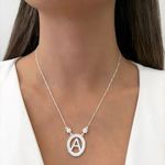 GARGANTILHA LETRA A CRAVEJADO ZIRCÔNIA CRISTAL PRATA 925