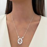 GARGANTILHA LETRA S CRAVEJADO ZIRCÔNIA CRISTAL PRATA 925