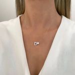 GARGANTILHA FIO NYLON LETRA D PONTO DE LUZ ZIRCÔNIA CRISTAL PRATA 925