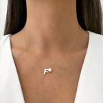 GARGANTILHA FIO NYLON LETRA F PONTO DE LUZ ZIRCÔNIA CRISTAL PRATA 925