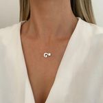 GARGANTILHA FIO NYLON LETRA G PONTO DE LUZ ZIRCÔNIA CRISTAL PRATA 925