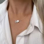 GARGANTILHA NYLON LETRA H ZIRCÔNIA CRISTAL PRATA 925