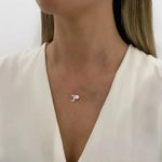 GARGANTILHA FIO NYLON LETRA J PONTO DE LUZ ZIRCÔNIA CRISTAL PRATA 925