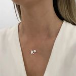GARGANTILHA FIO NYLON LETRA K PONTO DE LUZ ZIRCÔNIA CRISTAL PRATA 925