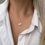 GARGANTILHA NYLON LETRA R ZIRCÔNIA CRISTAL PRATA 925