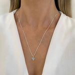 GARGANTILHA CACTO AZUL CLARO PRATA 925