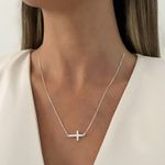 GARGANTILHA CRUZ ZIRCÔNIA CRISTAL PRATA 925