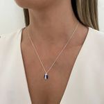 GARGANTILHA NOSSA SENHORA AZUL ZIRCÔNIA CRISTAL PRATA 925