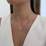 GARGANTILHA VENEZIANA COM LETRA C CRAVEJADA ZIRCÔNIA CRISTAL PRATA 925