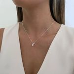 GARGANTILHA VENEZIANA COM LETRA E CRAVEJADA ZIRCÔNIA CRISTAL PRATA 925