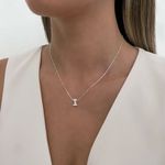 GARGANTILHA VENEZIANA COM LETRA I CRAVEJADA ZIRCÔNIA CRISTAL PRATA 925