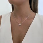 GARGANTILHA VENEZIANA COM LETRA P CRAVEJADA ZIRCÔNIA CRISTAL PRATA 925