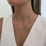 GARGANTILHA VENEZIANA COM LETRA T CRAVEJADA ZIRCÔNIA CRISTAL PRATA 925