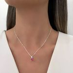 GARGANTILHA ZIRCÔNIA VERMELHO PRATA 925