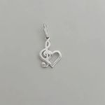 PINGENTE CORAÇÃO NOTA MUSICAL PRATA 925