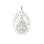 PINGENTE OVAL NOSSA SENHORA APARECIDA ZIRCÔNIA CRISTAL PRATA 925
