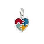 BERLOQUE CORAÇÃO QUEBRA-CABEÇA AUTISMO PRATA 925