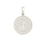 PINGENTE SÃO BENTO ZIRCÔNIA CRISTAL PRATA 925