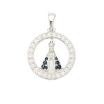 PINGENTE NOSSA SENHORA APARECIDA ZIRCÔNIA CRISTAL MANTO ZIRCÔNIA AZUL PRATA 925