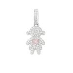 PINGENTE MENINA ZIRCÔNIA CRISTAL CORAÇÃO ZIRCÔNIA ROSA CLARO PRATA 925