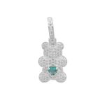 PINGENTE URSO ZIRCÔNIA TURMALINA E CRISTAL CORAÇÃO PRATA 925