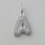 PINGENTE LETRA CRAVEJADO ZIRCÔNIA CRISTAL PRATA 925