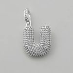 PINGENTE LETRA CRAVEJADO ZIRCÔNIA CRISTAL PRATA 925