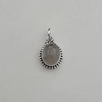 PINGENTE OVAL PEDRA NATURAL QUARTZO ROSA PRATA 925