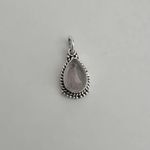 PINGENTE GOTA PEDRA NATURAL QUARTZO ROSA PRATA 925