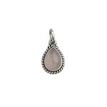 PINGENTE GOTA PEDRA NATURAL QUARTZO ROSA PRATA 925