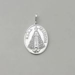 PINGENTE OVAL NOSSA SENHORA APARECIDA ZIRCÔNIA CRISTAL PRATA 925