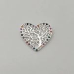 PINGENTE CORAÇÃO ÁRVORE DA VIDA ZIRCÔNIA COLORIDA PRATA 925