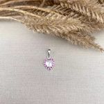 PINGENTE CORAÇÃO ZIRCÔNIA CRISTAL E ROSA PRATA 925