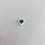 PINGENTE CORAÇÃO ZIRCÔNIA VERDE ÁGUA E CRISTAL PRATA 925