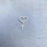 PINGENTE CORAÇÃO CRUZ CRAVEJADA ZIRCÔNIA CRISTAL PRATA 925