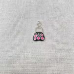 PINGENTE BOLSA PRETA ESTRELA ROSA PINK PRATA 925