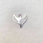 PINGENTE PÁSSARO FENIX ZIRCÔNIA ROSA ESCURO PRATA 925