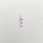 PINGENTE 3 CORAÇÕES LILÁS PRATA 925