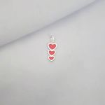 PINGENTE CORAÇÕES ROSA PRATA 925