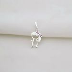 PINGENTE MENINA ZIRCÔNIA ROSA PRATA 925