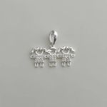 PINGENTE DUAS MENINAS E UM MENINO ZIRCÔNIA CRISTAL PRATA 925