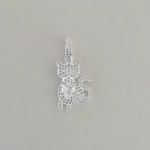 PINGENTE GATO CRAVEJADO ZIRCÔNIA CRISTAL CORAÇÃO PRATA 925