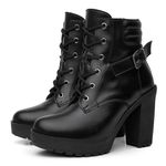 Bota Coturno Feminino Salto Alto Confortável Plataforma Tratorada com Fivela