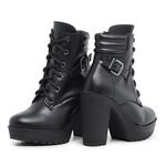 Bota Coturno Feminino Salto Alto Confortável Plataforma Tratorada com Fivela
