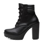 Bota Coturno Feminino Salto Alto Confortável Plataforma Tratorada Preto