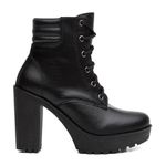 Bota Coturno Feminino Salto Alto Confortável Plataforma Tratorada Preto