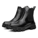 Bota Coturno Feminino Tratorada Chelsea Macia Confortável Preto