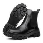 Bota Coturno Feminino Tratorada Chelsea Macia Confortável Preto